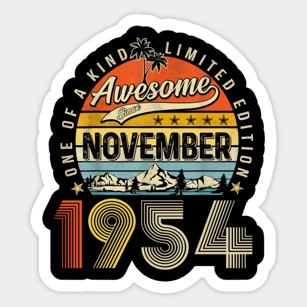 Awesome Since November 1954 Vintage 69th Birthday Sticker by Vintage White Rose Bouquets